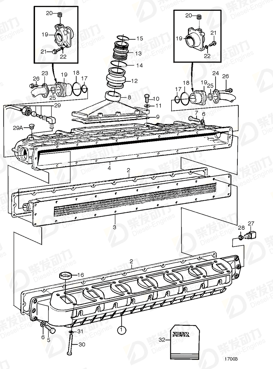 volvo penta Gasket 3979052 Drawing volvo penta Gasket 3979052 Drawing